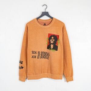 Zion Bob Marley Sun is Shinning Crewneck Sweatshirt Orange sz Medium